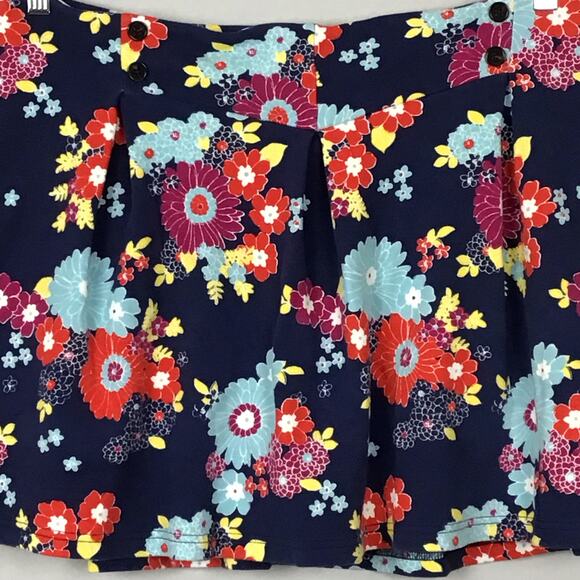 MODCLOTH Keeping Score Navy Blue Floral Stretch Mini Skirt Skort sz 1X  XL 14 16 - Picture 2 of 8